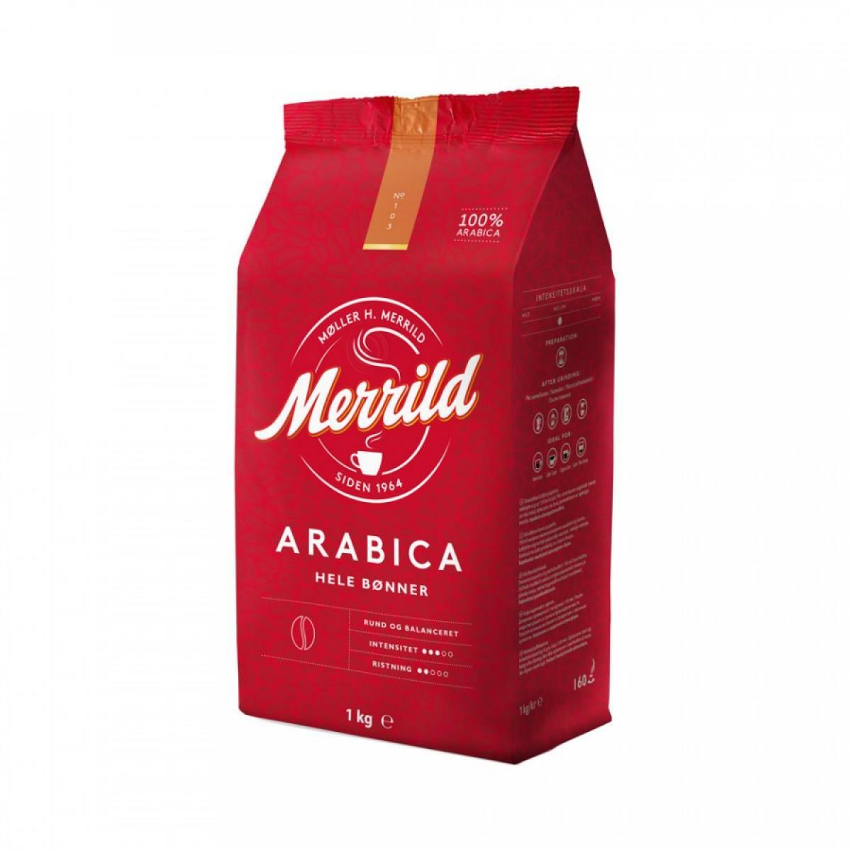 

Кофе в зернах Merrild Arabica Hele Bonner, 1 кг