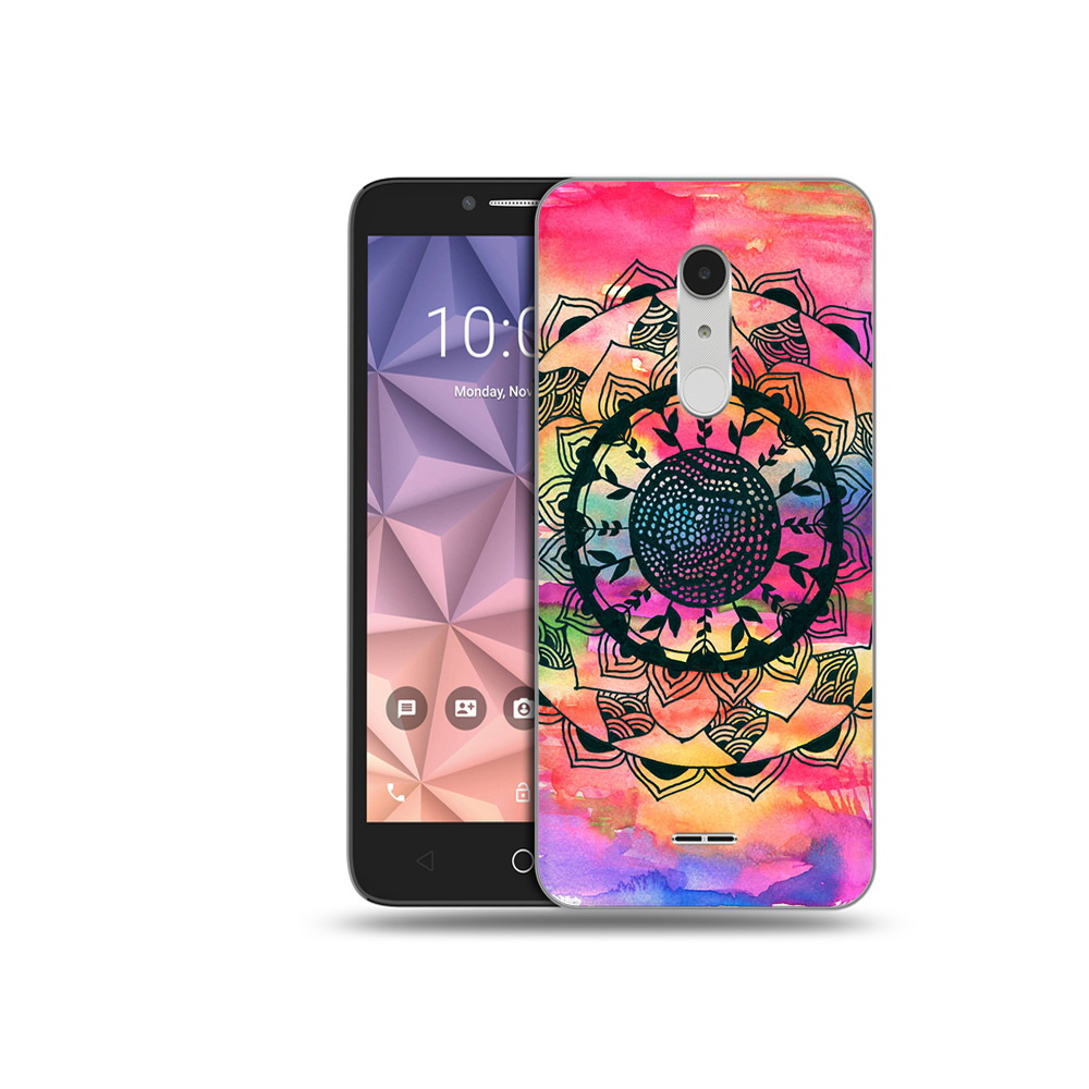

Чехол MyPads Tocco для Alcatel A3 XL яркая абстракция круглый цветок, Прозрачный, Tocco