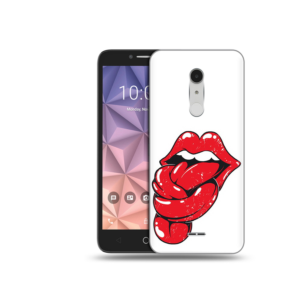 

Чехол MyPads Tocco для Alcatel A3 XL яркие губы с языком, Прозрачный, Tocco