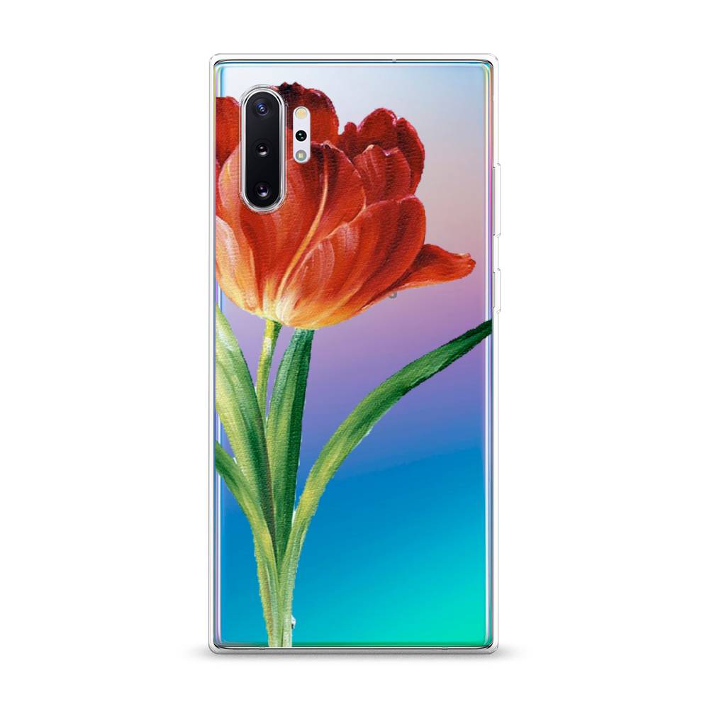 фото Силиконовый чехол "красный тюльпан" на samsung galaxy note 10 + awog