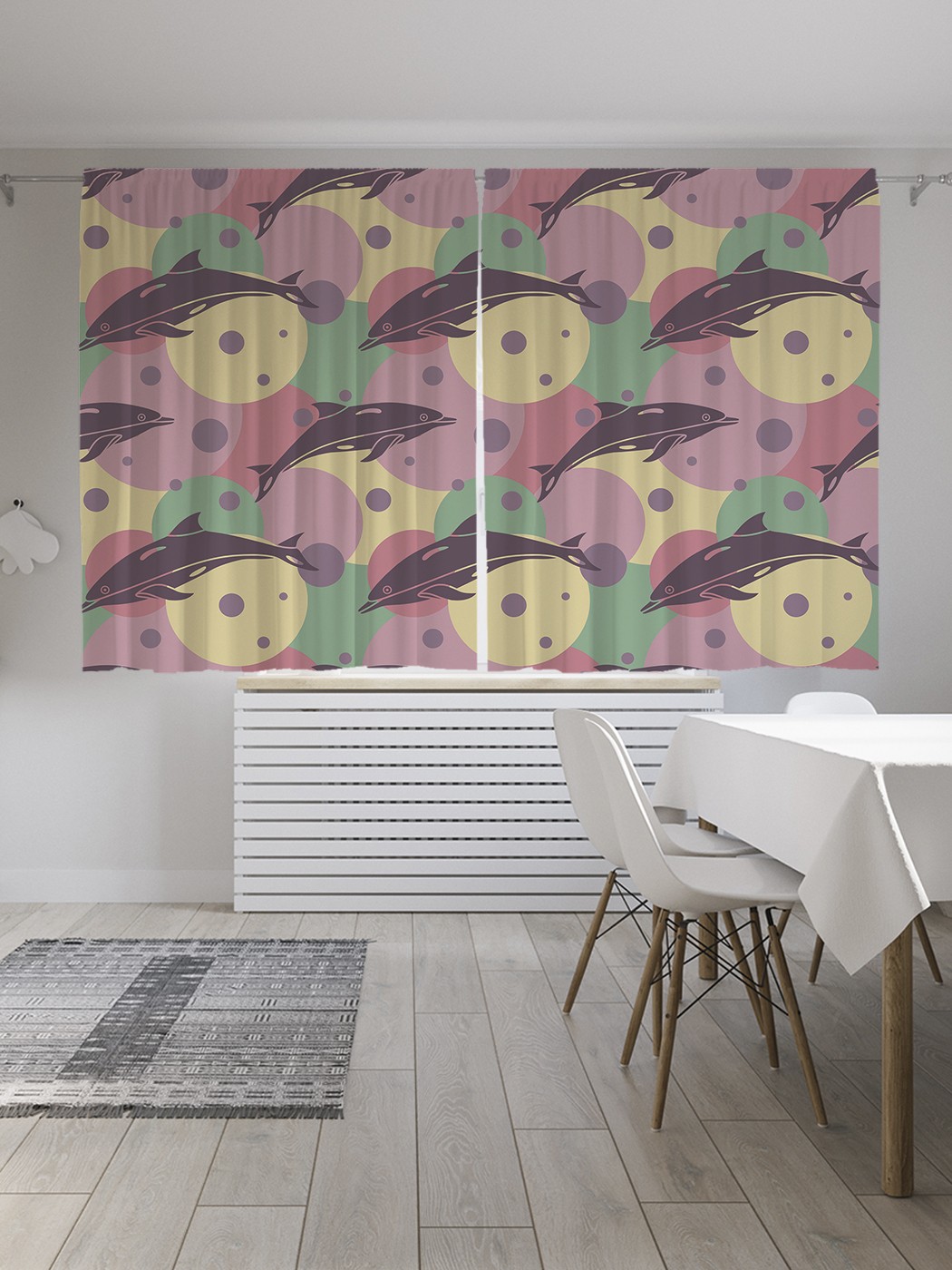 

Классические шторы JoyArty "Косяки рыбок", серия Oxford DeLux, 2 полотна 145x180 см, Косяки рыбок