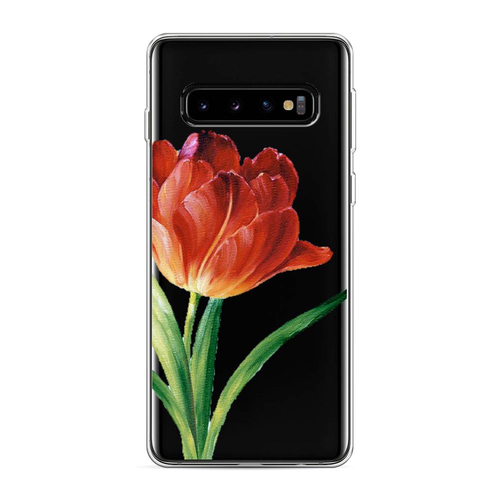 фото Силиконовый чехол "красный тюльпан" на samsung galaxy s10 awog