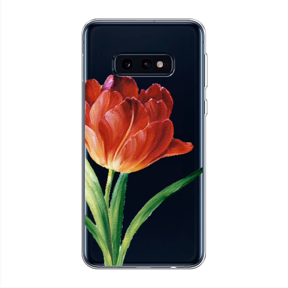 фото Силиконовый чехол "красный тюльпан" на samsung galaxy s10e awog