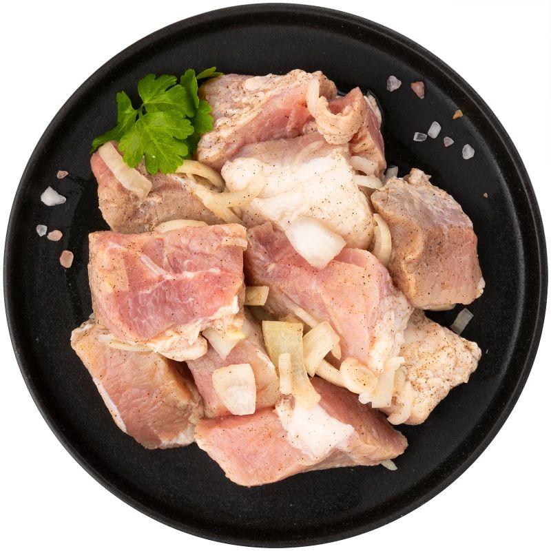 

Шашлык из свиной шейки МясновЪ По-царски с луком в натуральном маринаде охлажденный
