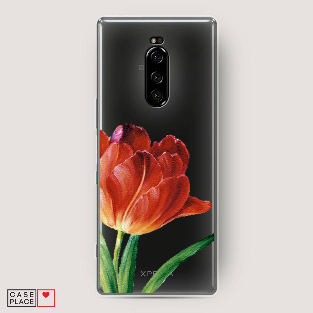 фото Силиконовый чехол "красный тюльпан" на sony xperia 1 awog