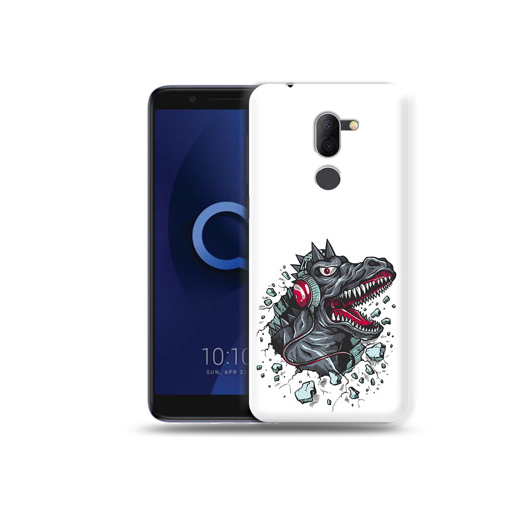 

Чехол MyPads Tocco для Alcatel 3X Нарисованный динозавр в наушниках (PT112114.674.124), Прозрачный, Tocco