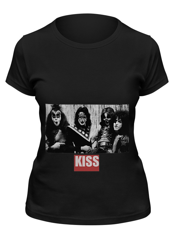 

Футболка женская Printio kiss (черная). черная 2XL, Черный, "kiss" (черная).