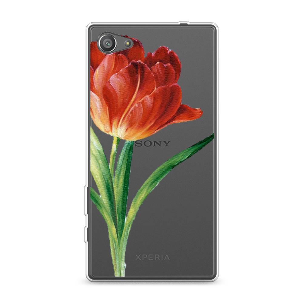 фото Силиконовый чехол "красный тюльпан" на sony xperia z5 compact awog