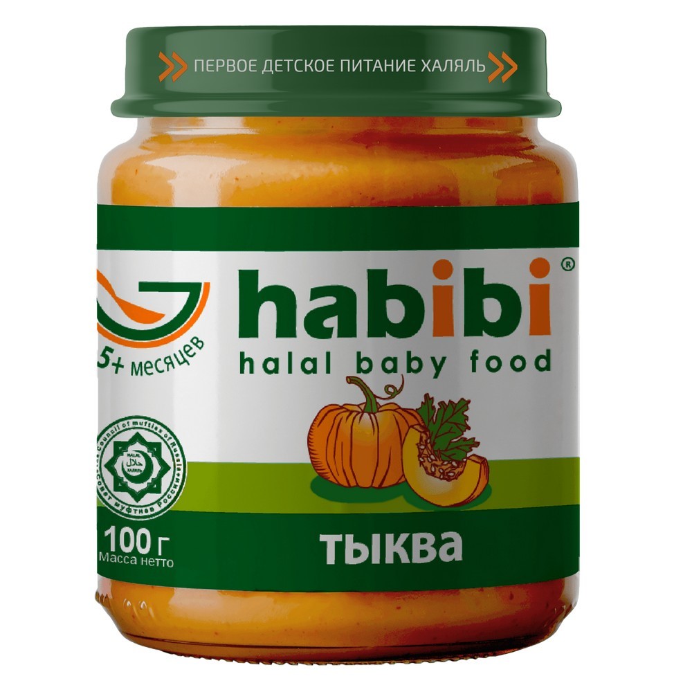 фото Пюре овощное habibi тыква с 5 мес. 100 г, 1 шт.