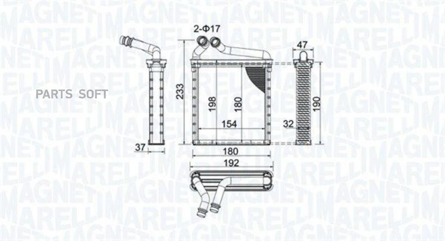 Радиатор Отопителя Vw Golf V, Golf Vi MAGNETI MARELLI арт. 350218442000