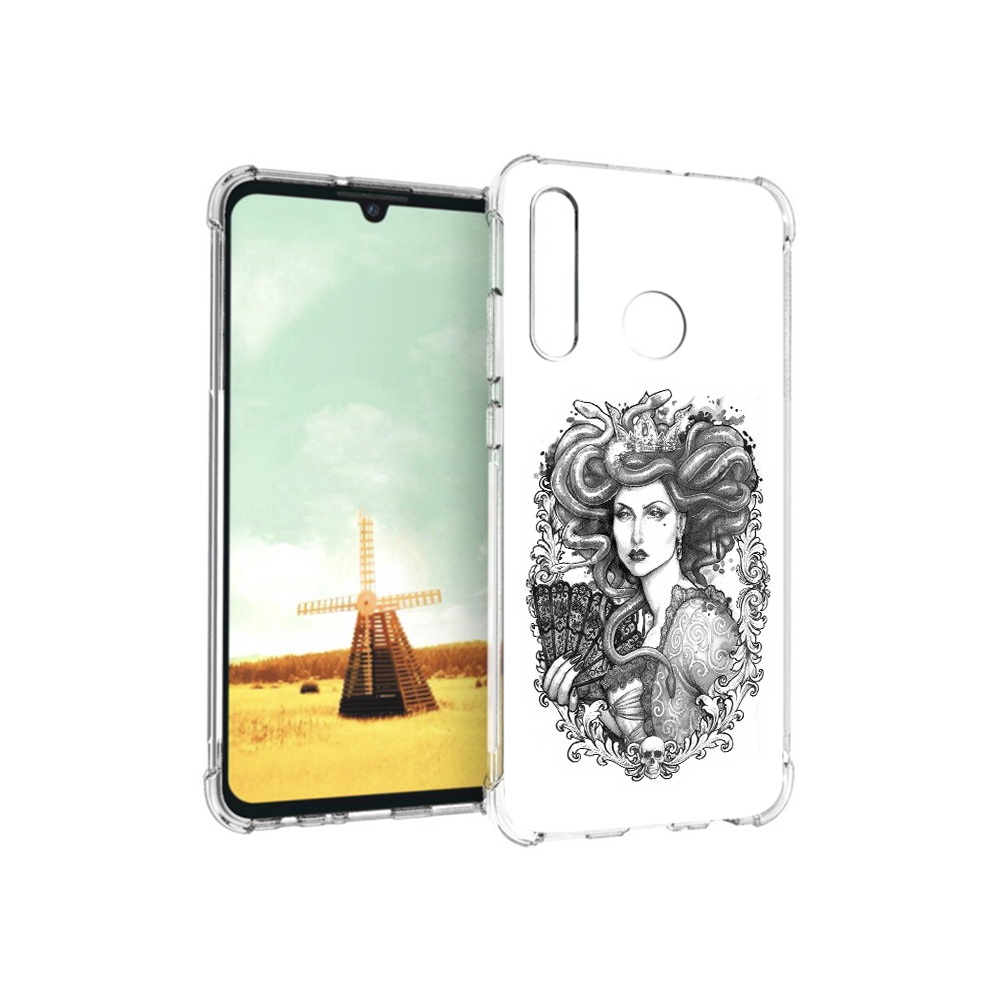 

Чехол MyPads Tocco для Huawei P Smart+ медуза черно белый, Прозрачный, Tocco