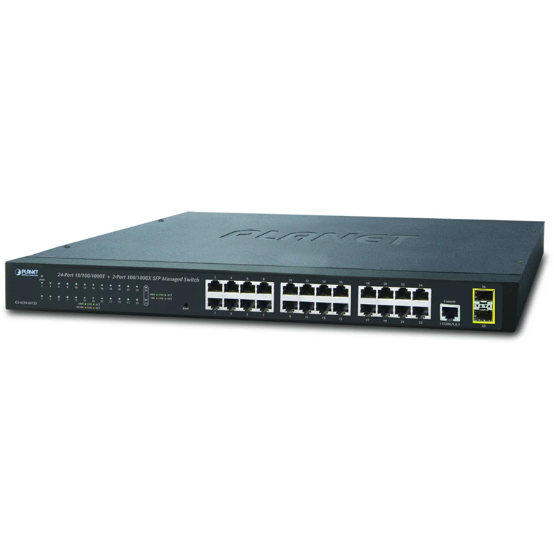 коммутатор/ PLANET IPv4/IPv6, 24-Port 10/100/1000Base-T + 2-Port 100/1000MBPS SFP L2/L4 SN