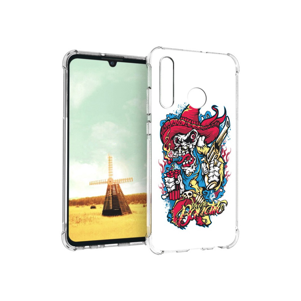 

Чехол MyPads Tocco для Huawei P Smart+ нарисованный скелет с писталетом, Прозрачный, Tocco