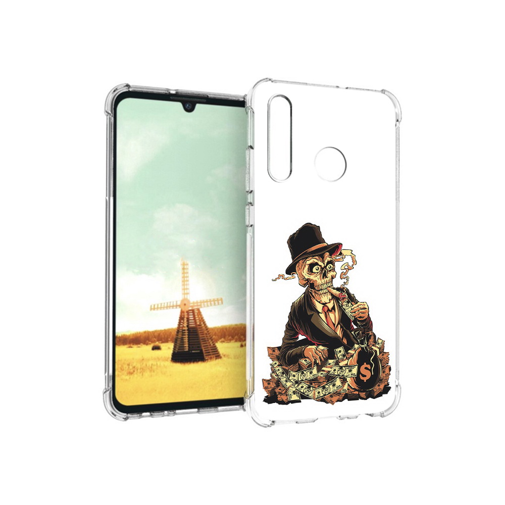 

Чехол MyPads Tocco для Huawei P Smart+ нарисованный череп с сигаретой, Прозрачный, Tocco