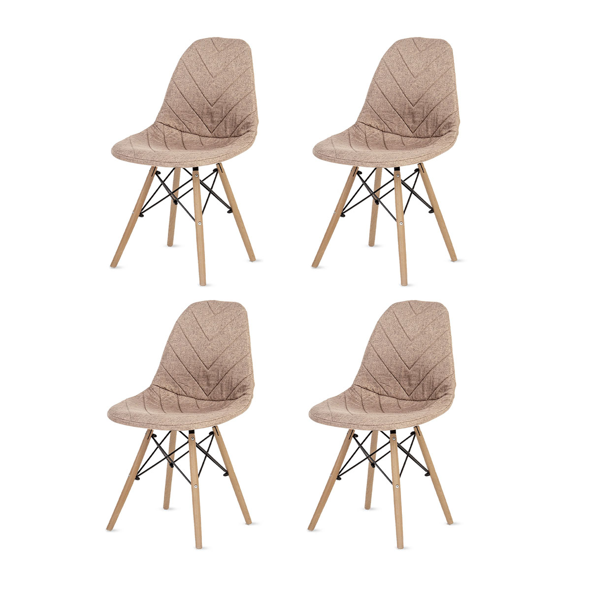

Стулья LuxAlto ракушка, комплект 4 шт. с чехлами рогожка бежевыми, 13802, Ch-Eames