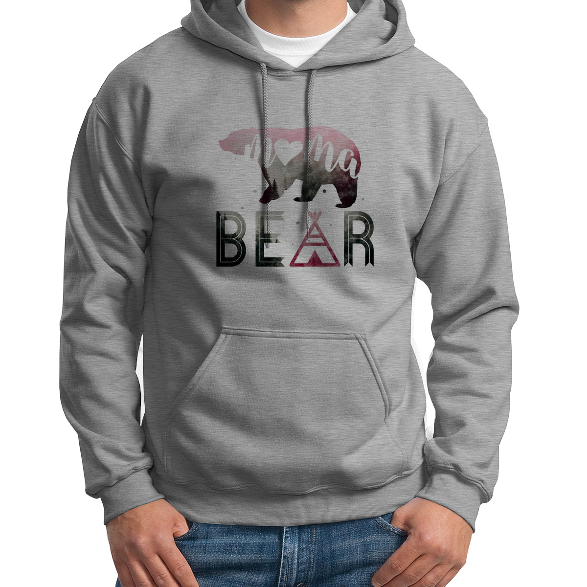 

Худи унисекс CoolPodarok Семья Мама BEAR Мама медведь серое 54 RU, S0151763