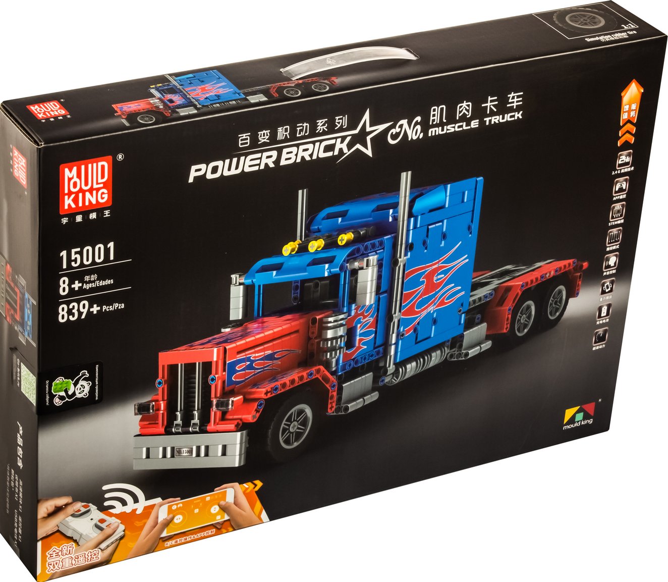 Конструктор MOULD KING 15001 Грузовик Peterbilt 389 Optimus Prime с ДУ, 8+, 839 дет. конструктор mould king 13105 pagani zonda cinque roadster 8 960 дет