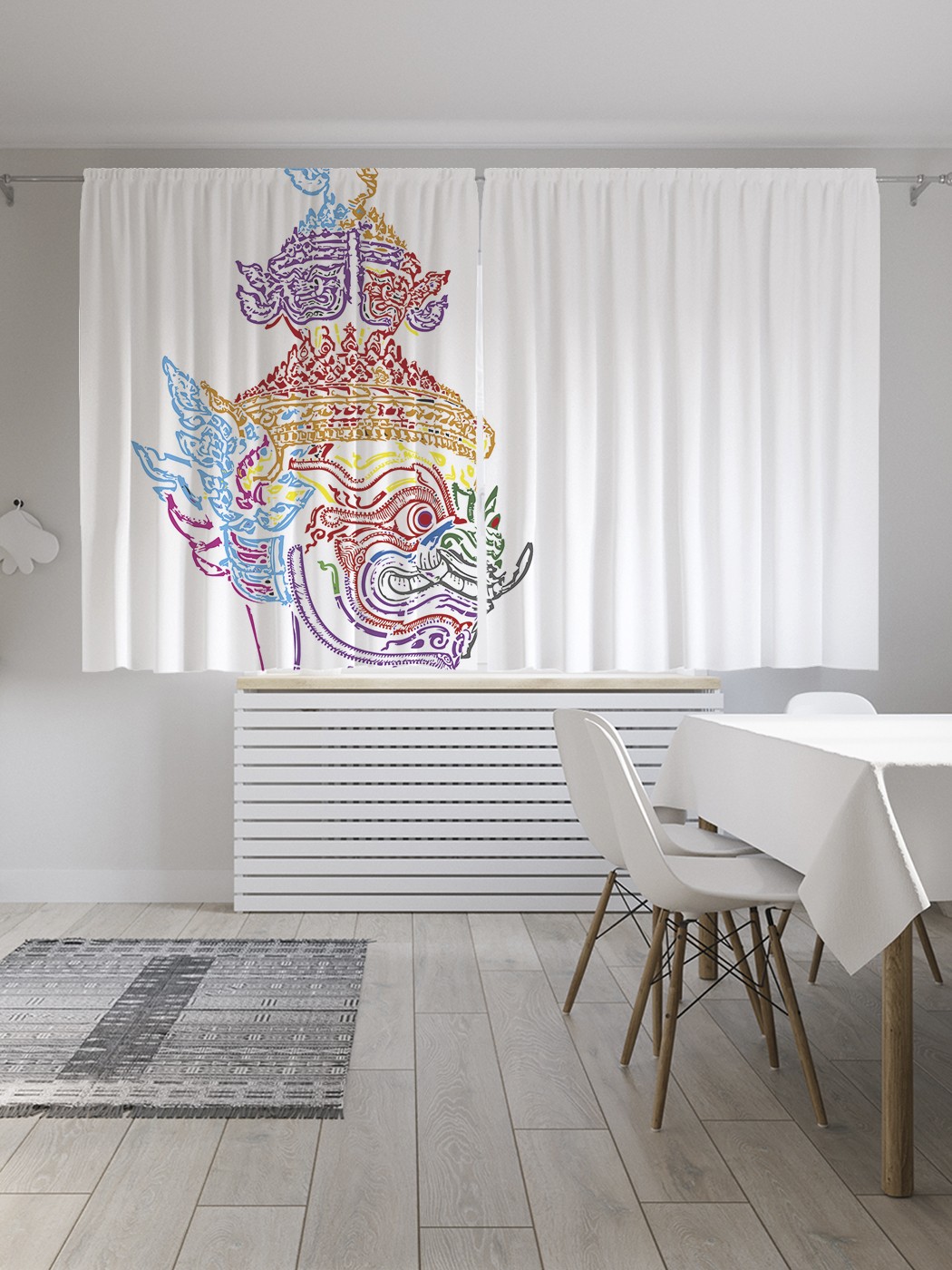 

Шторы JoyArty "Разноцветный храм Таиланда", Oxford DeLux, 2 полотна 145x180 см, Разноцветный храм Таиланда