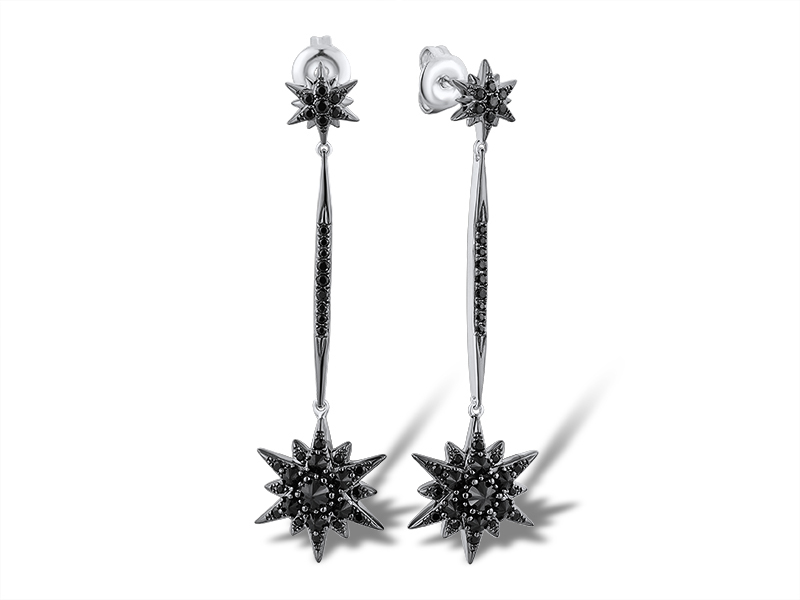 

Серьги подвески из серебра VALTERA 107056, шпинель нано, 107056