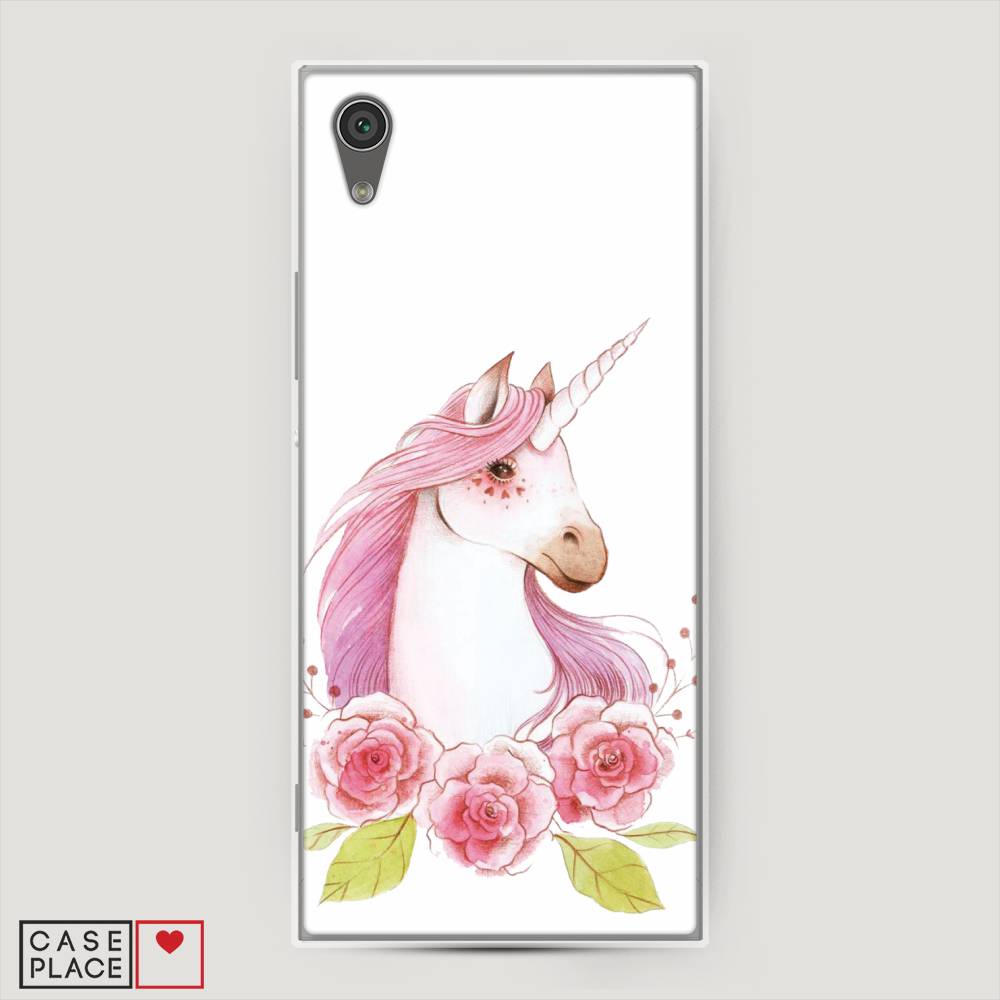 

Чехол на Sony Xperia L1 "Единорог цветы", Белый;розовый;серый, 52550-1