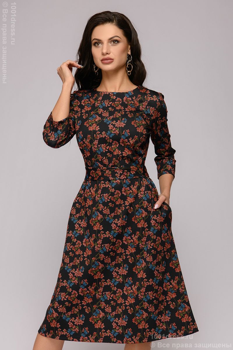 

Платье женское 1001dress DM01131 черное 44, DM01131