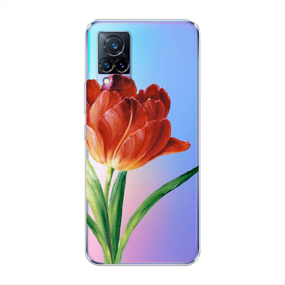фото Силиконовый чехол "красный тюльпан" на vivo v21 awog