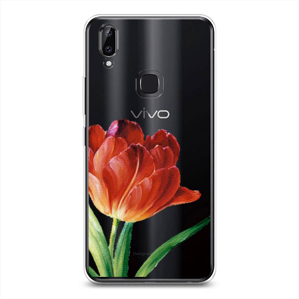 фото Силиконовый чехол "красный тюльпан" на vivo y85 awog