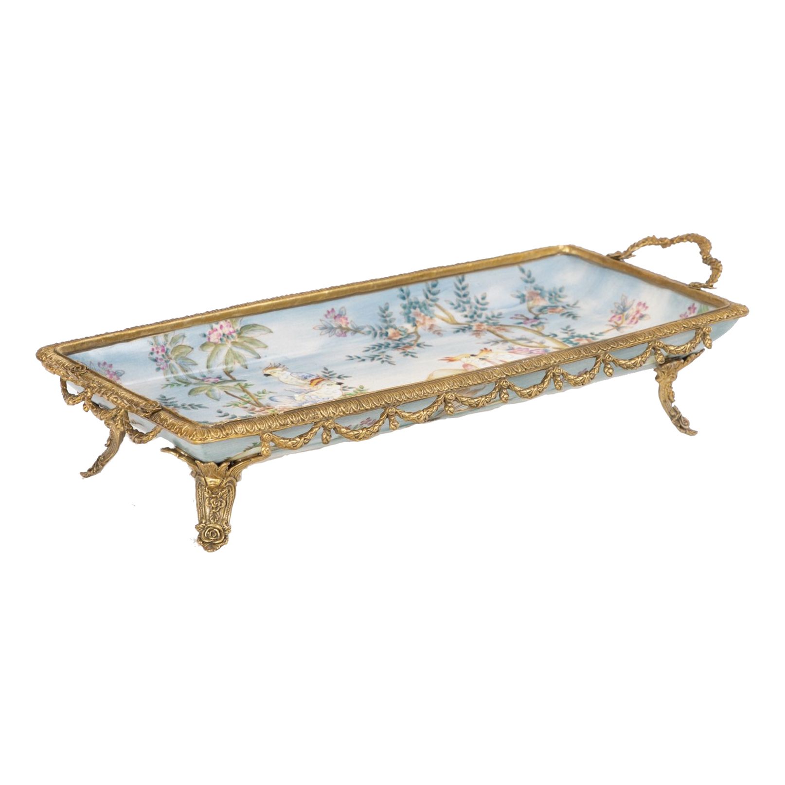 

Декоративное блюдо Glasar 43x18x9 см голубое