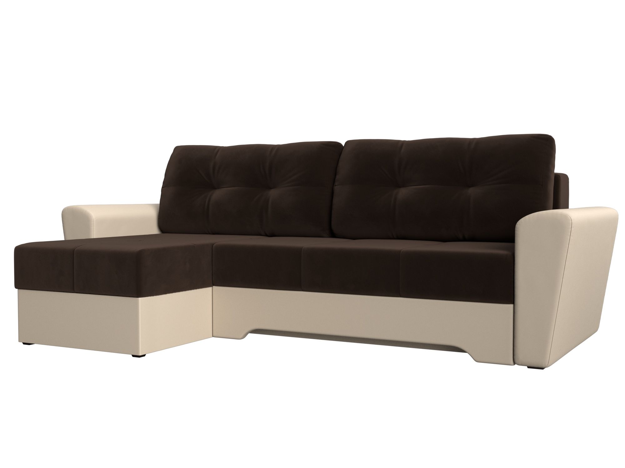 

Угловой диван Амстердам левый микровельвет/экокожа коричневый/бежевый, Угловой диван Амстердам левый угол