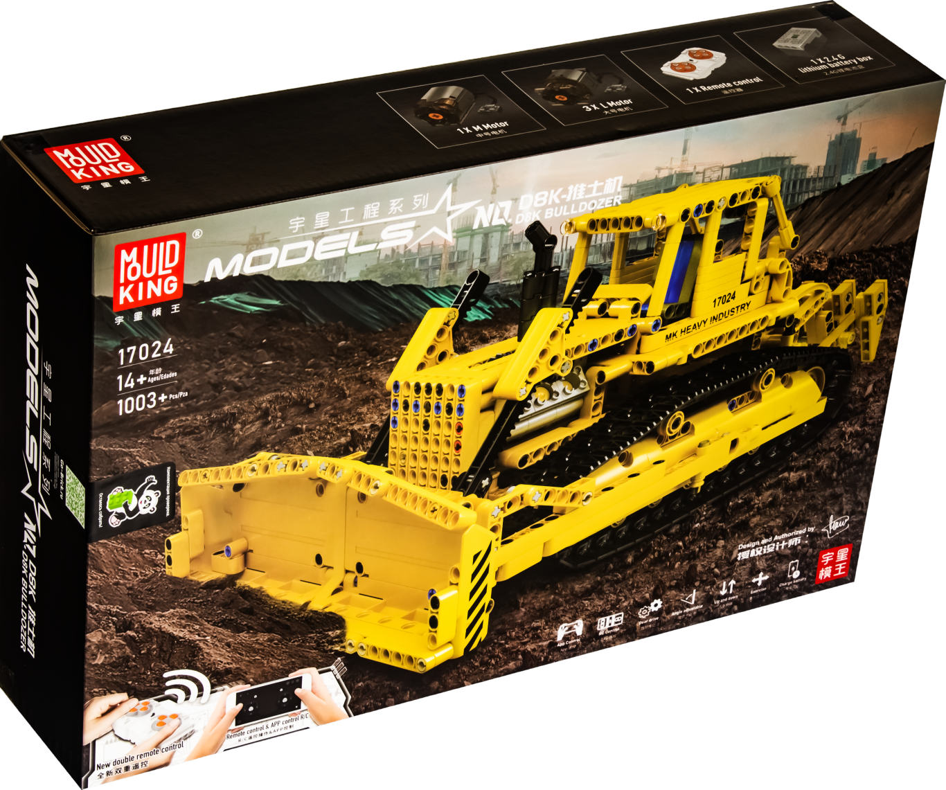 

Конструктор MOULD KING 17024 Бульдозер D8K с ДУ, 14+, 1 003 дет.