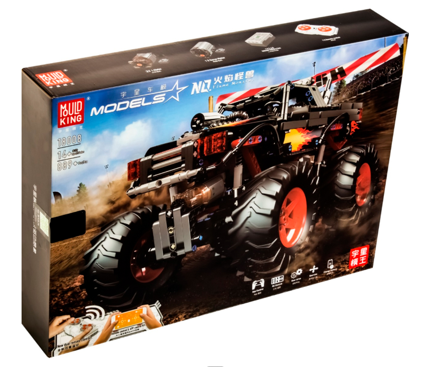 

Конструктор MOULD KING 18008 Огненный монстр с ДУ, 14+, 889 дет.