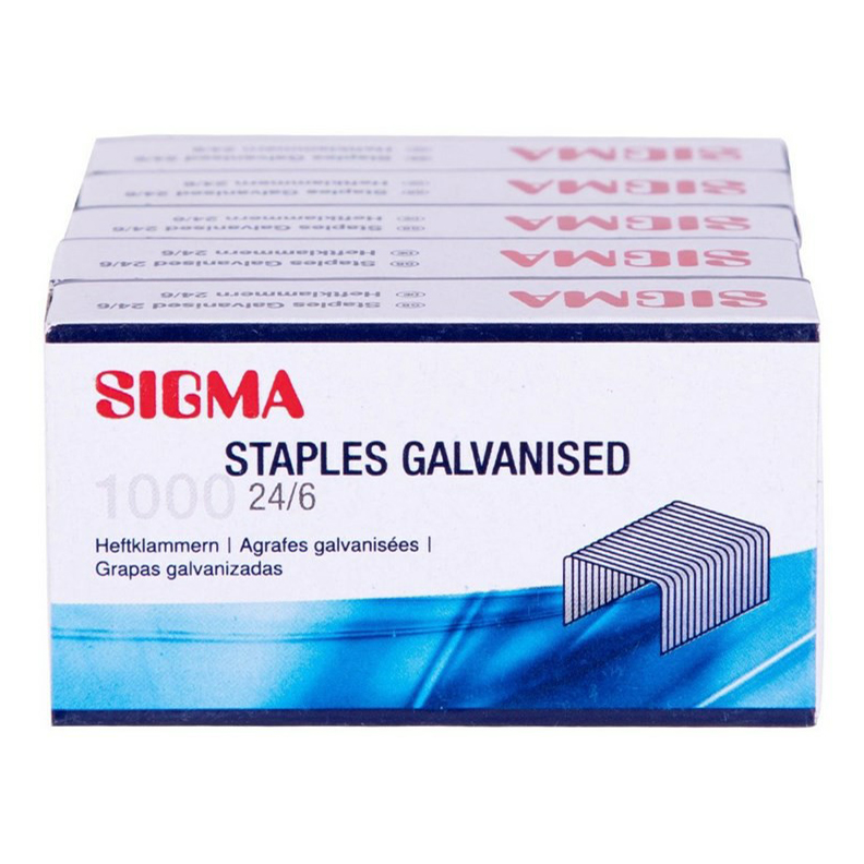 Скобы Sigma № 24/6 30 листов серебристые 1000 x 5 шт