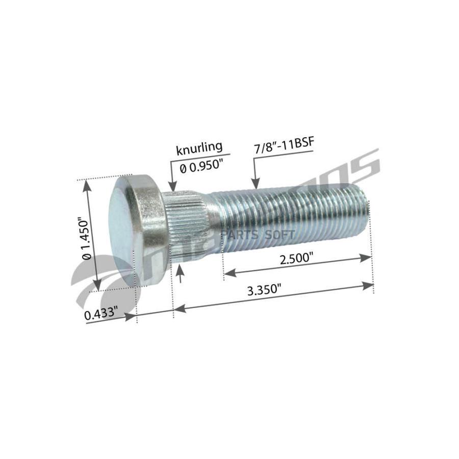 

Болт колёсный Sc R-ser 7/8-11BSF L85мм.HD 309207