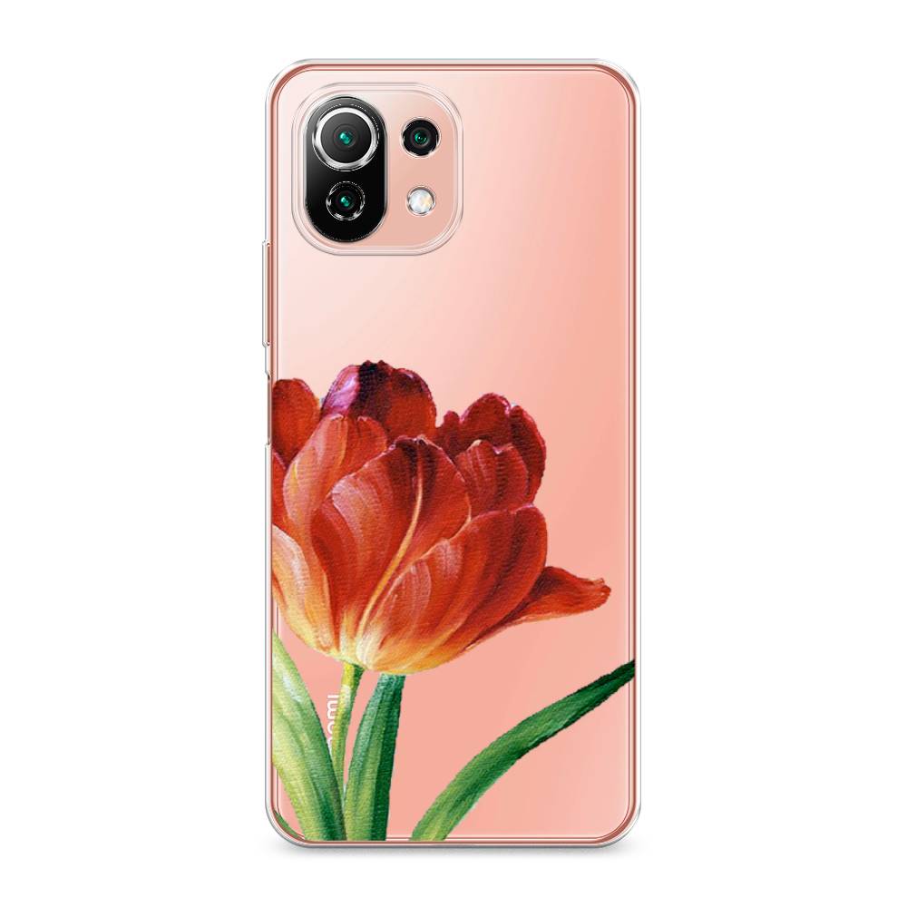 фото Силиконовый чехол "красный тюльпан" на xiaomi mi 11 lite awog