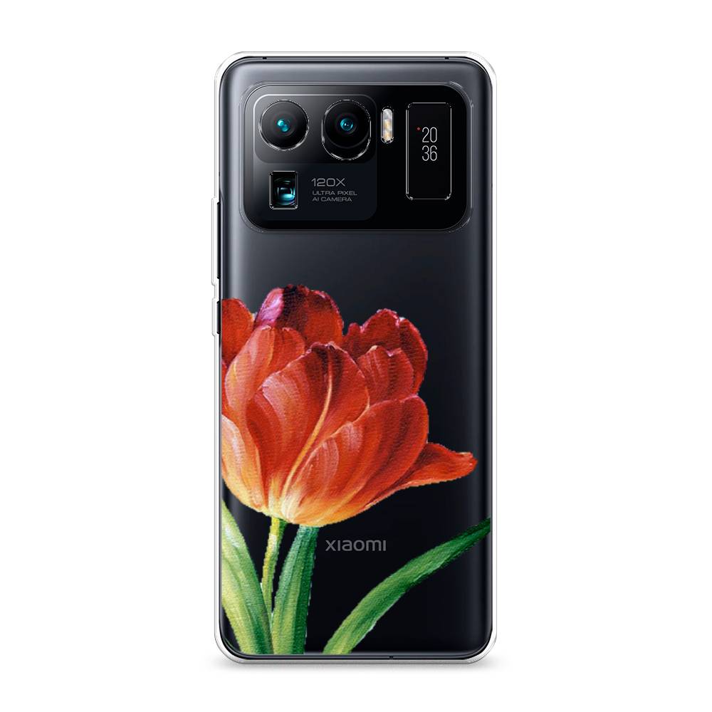 фото Силиконовый чехол "красный тюльпан" на xiaomi mi 11 ultra awog