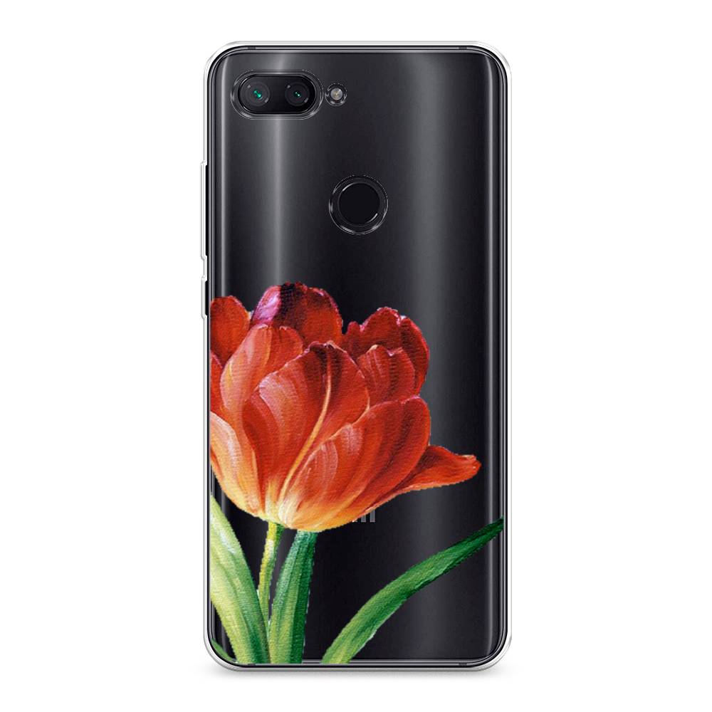 фото Силиконовый чехол "красный тюльпан" на xiaomi mi 8 lite (youth edition) awog