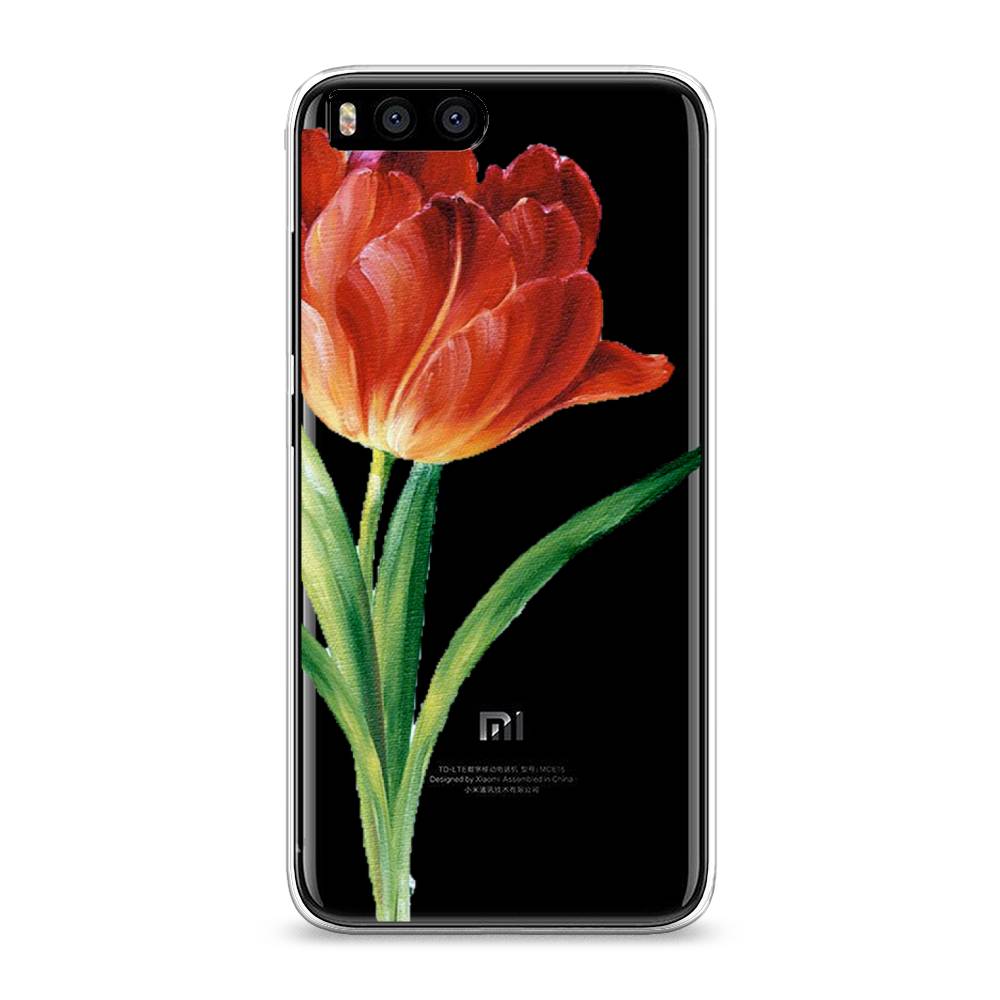 фото Силиконовый чехол "красный тюльпан" на xiaomi mi6 awog