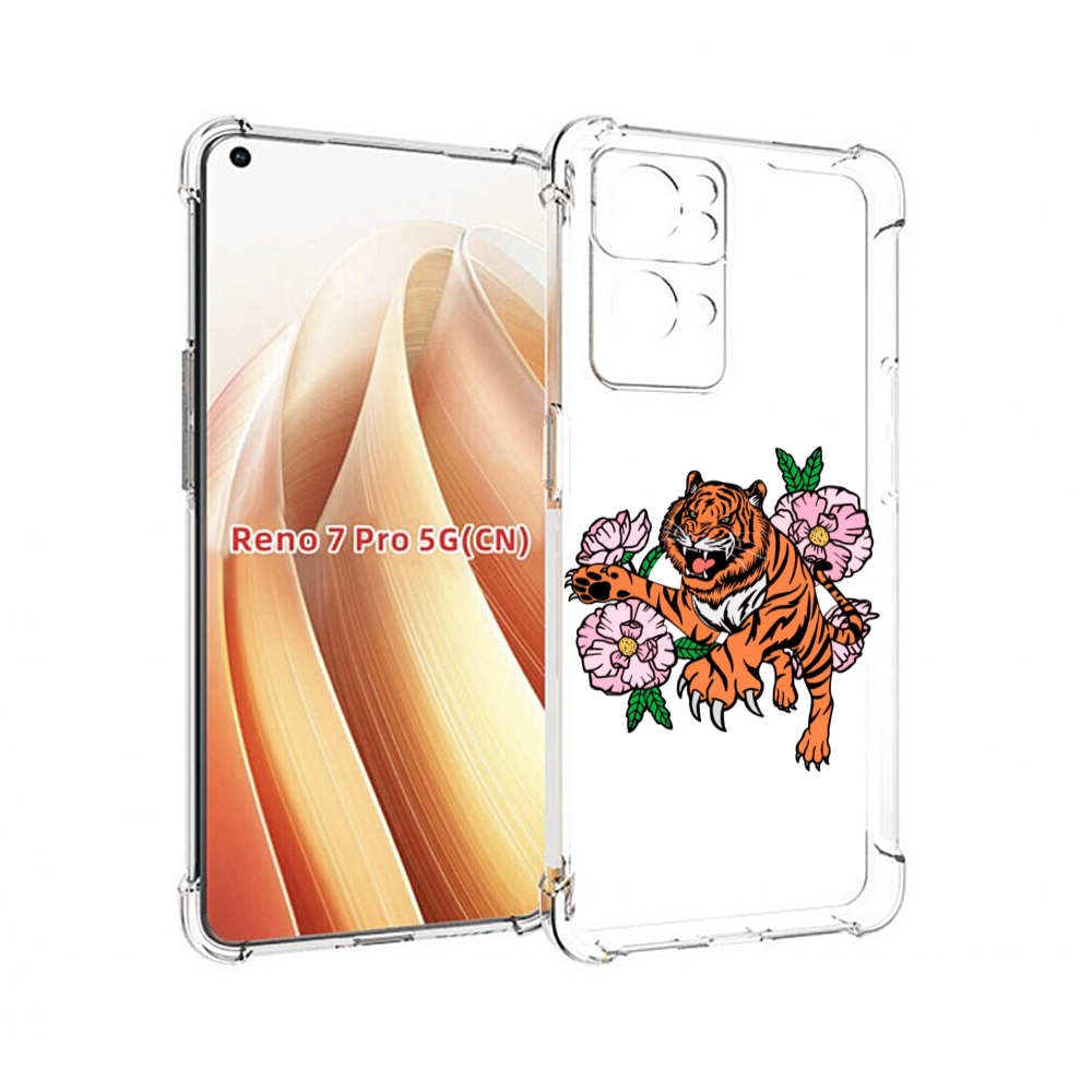 

Чехол MyPads тигры-цветочные для OPPO Reno7 Pro 5G, Прозрачный, Tocco
