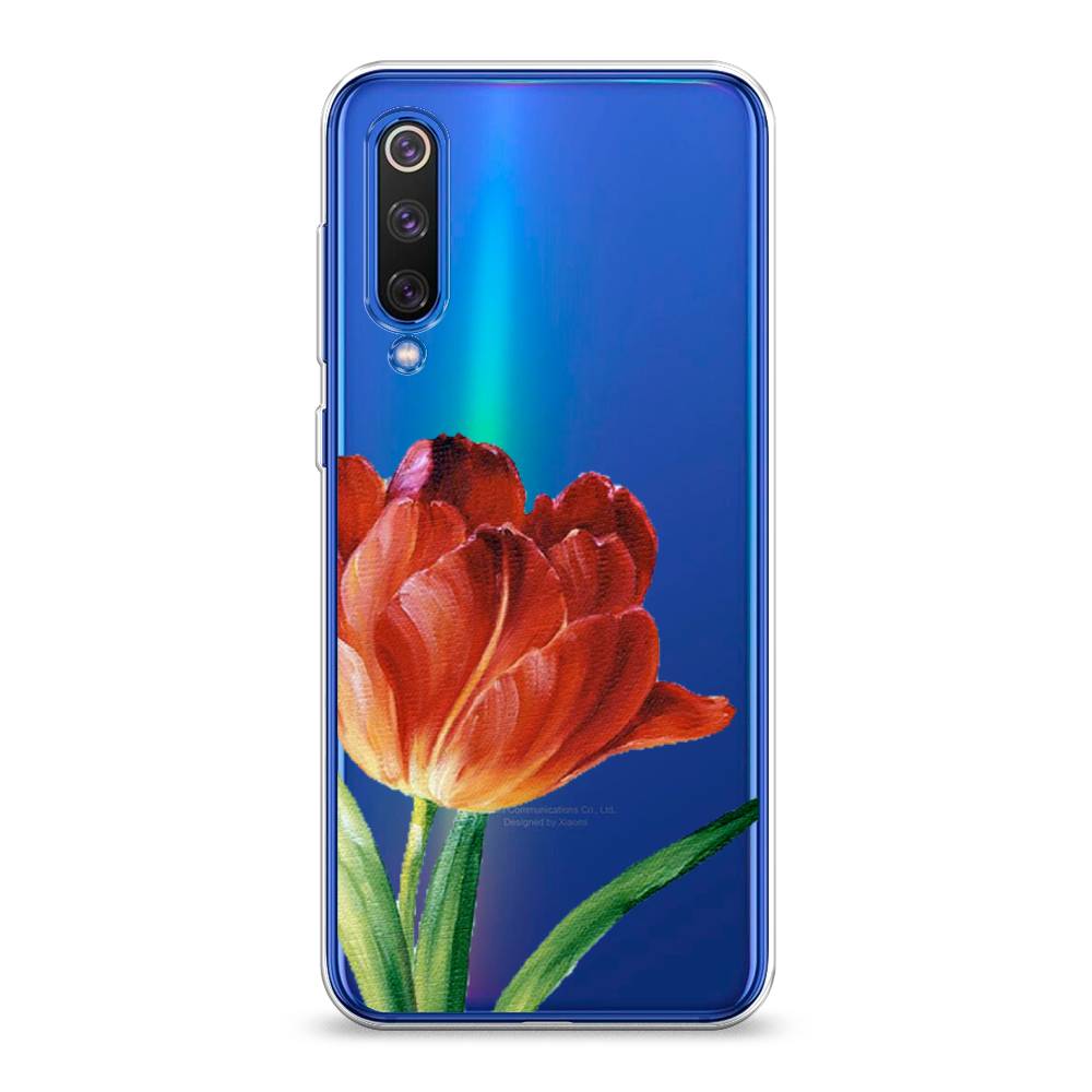 фото Силиконовый чехол "красный тюльпан" на xiaomi mi9 se awog