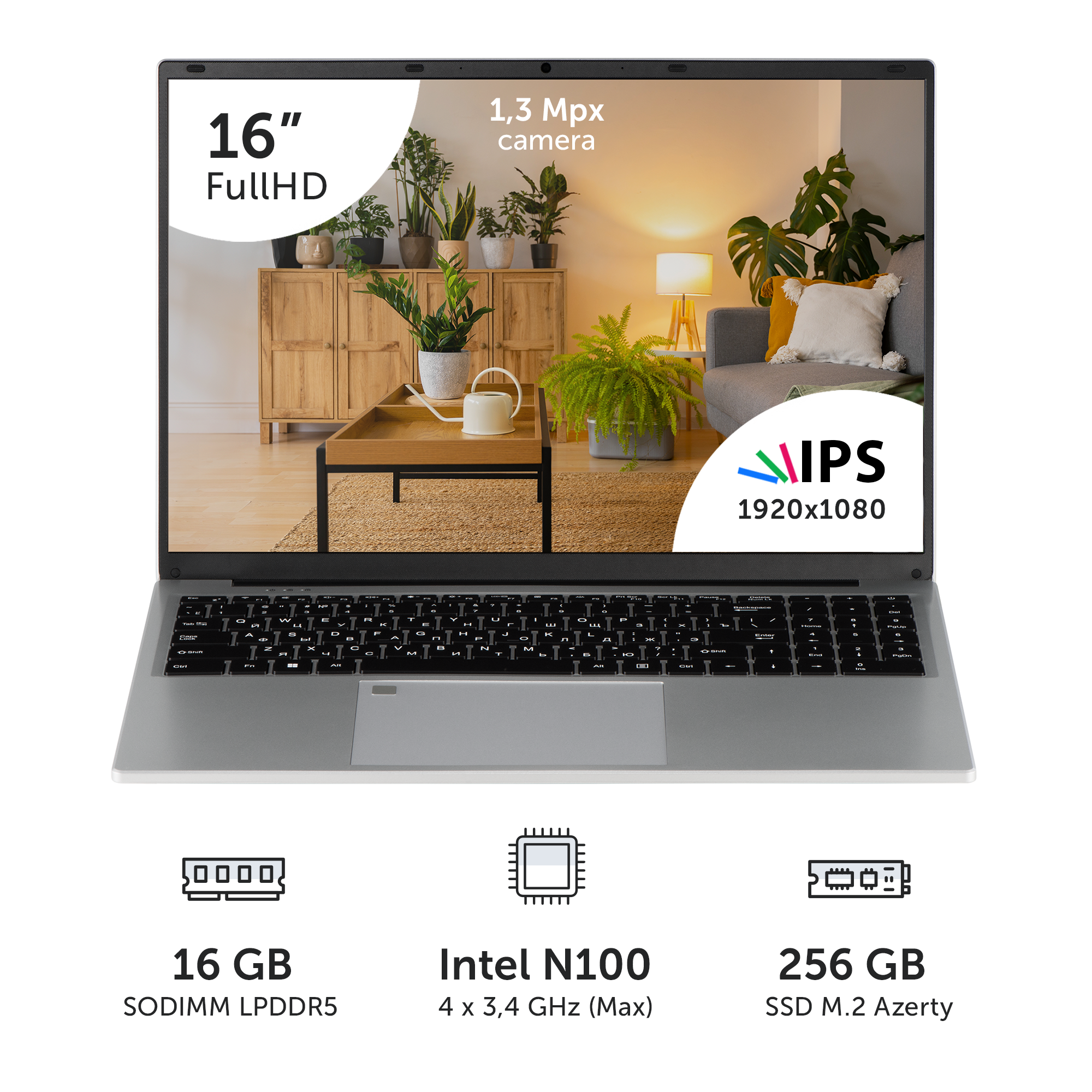 

Ноутбук Azerty RB-1650 серебристый (120-0715), RB-1650