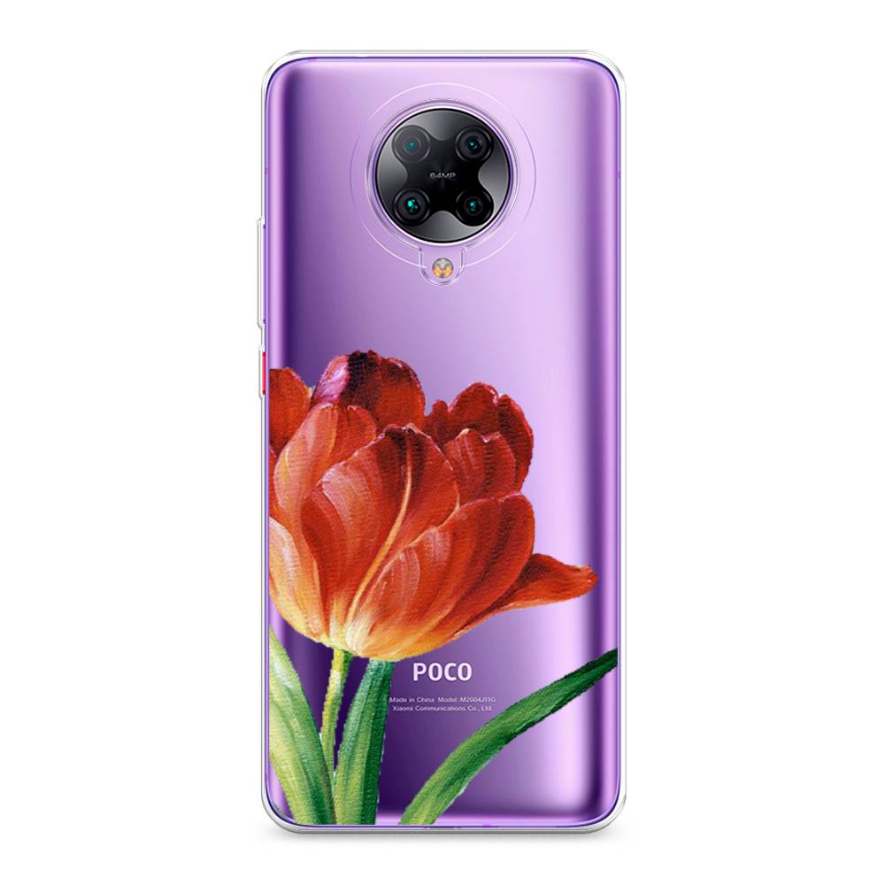 фото Силиконовый чехол "красный тюльпан" на xiaomi poco f2 pro awog