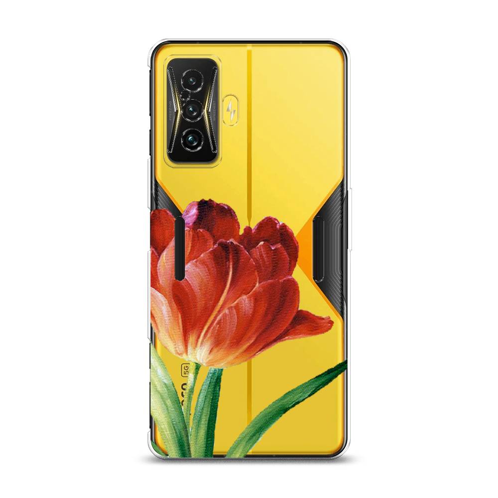 фото Силиконовый чехол "красный тюльпан" на xiaomi poco f4 gt awog