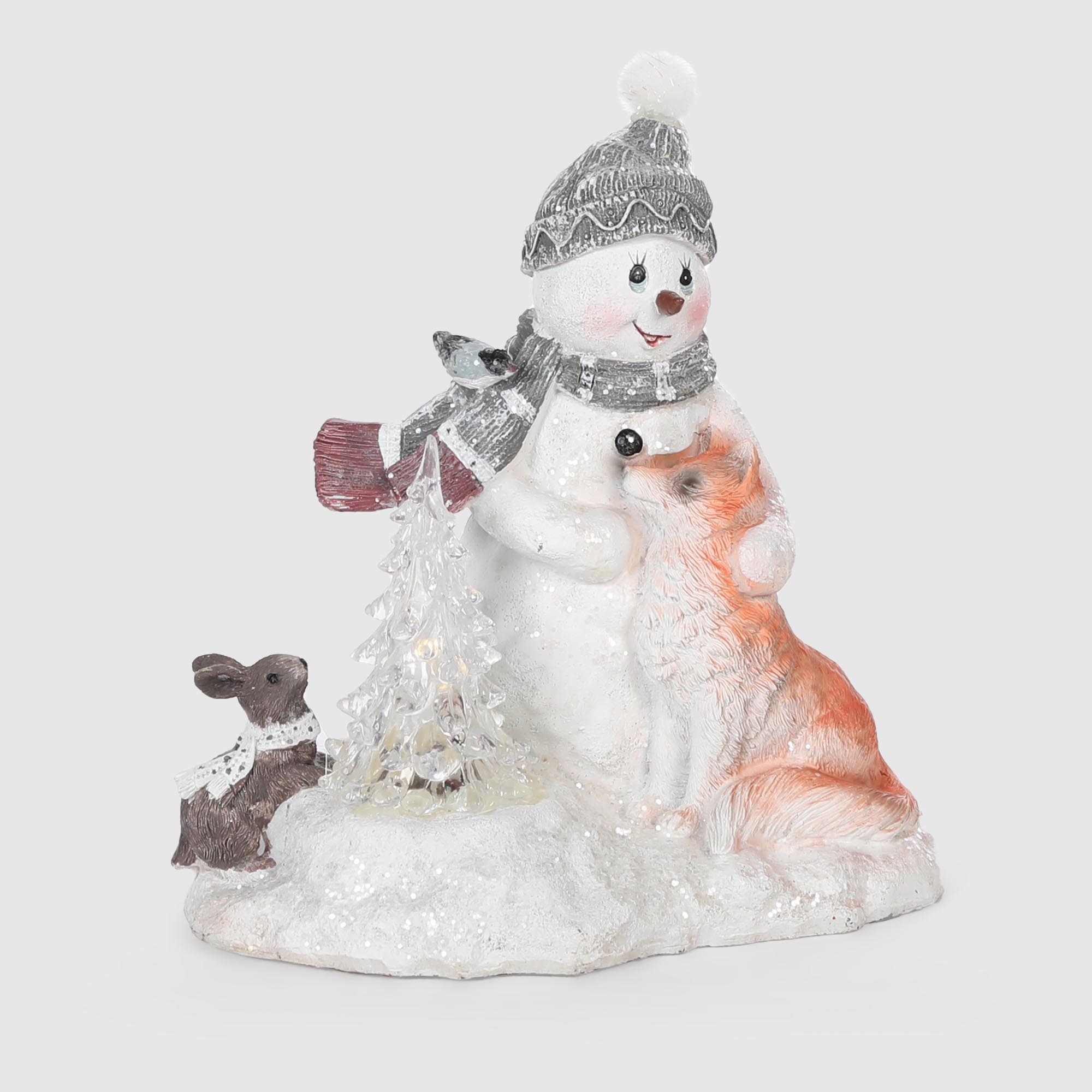 Фигурка Delux Quanzhou Снеговик с лисой полирезина 16,5x11,5x17,5 см