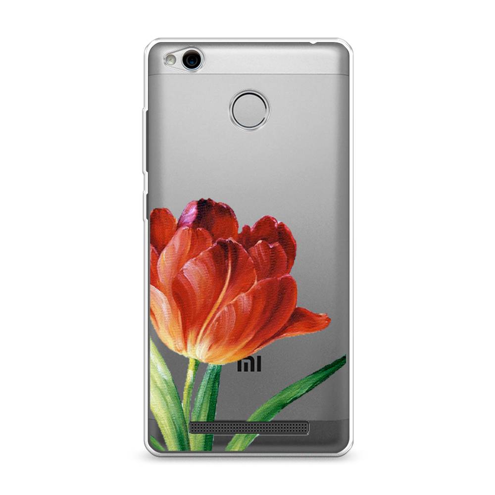 фото Силиконовый чехол "красный тюльпан" на xiaomi redmi 3 pro (3s) awog