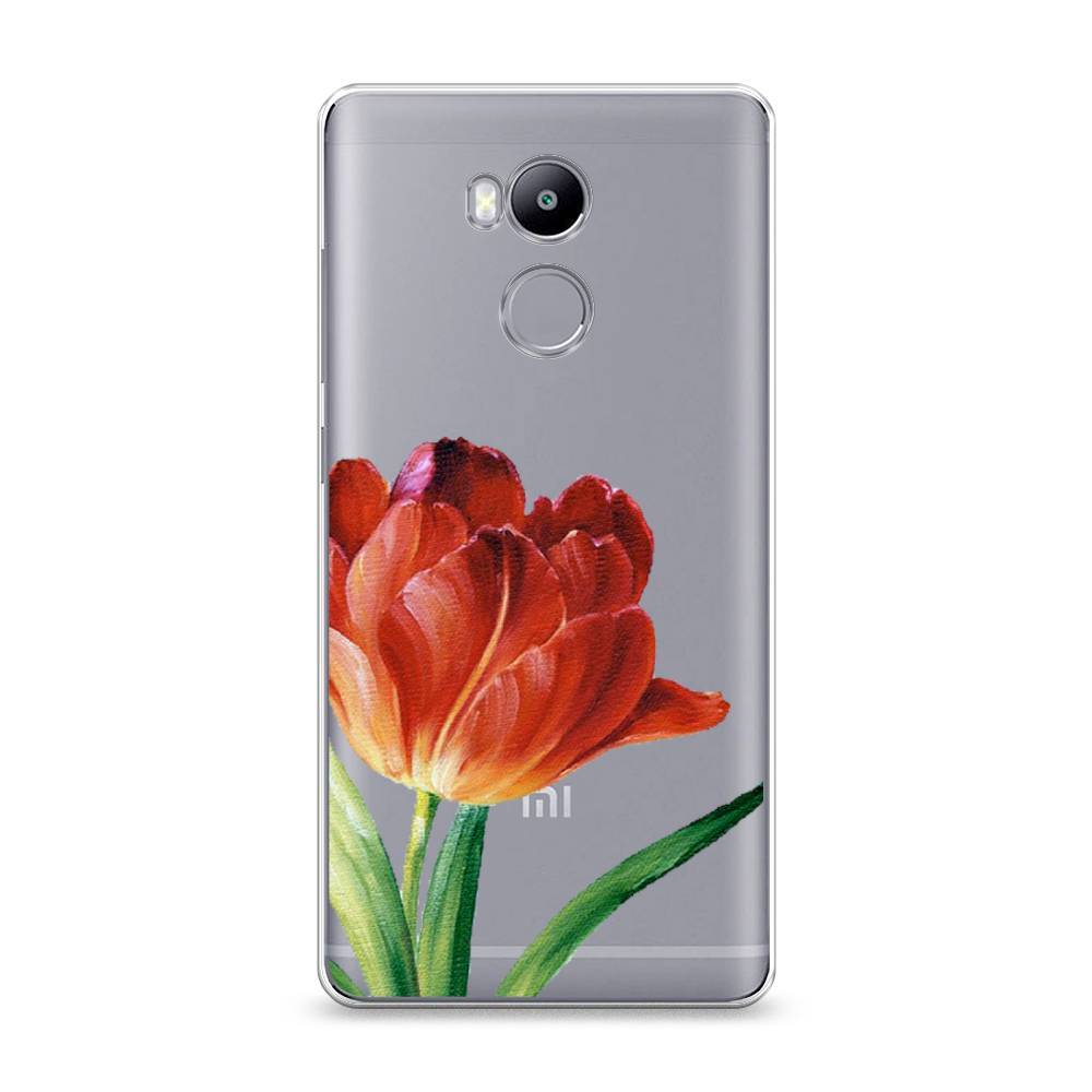 фото Силиконовый чехол "красный тюльпан" на xiaomi redmi 4 pro awog