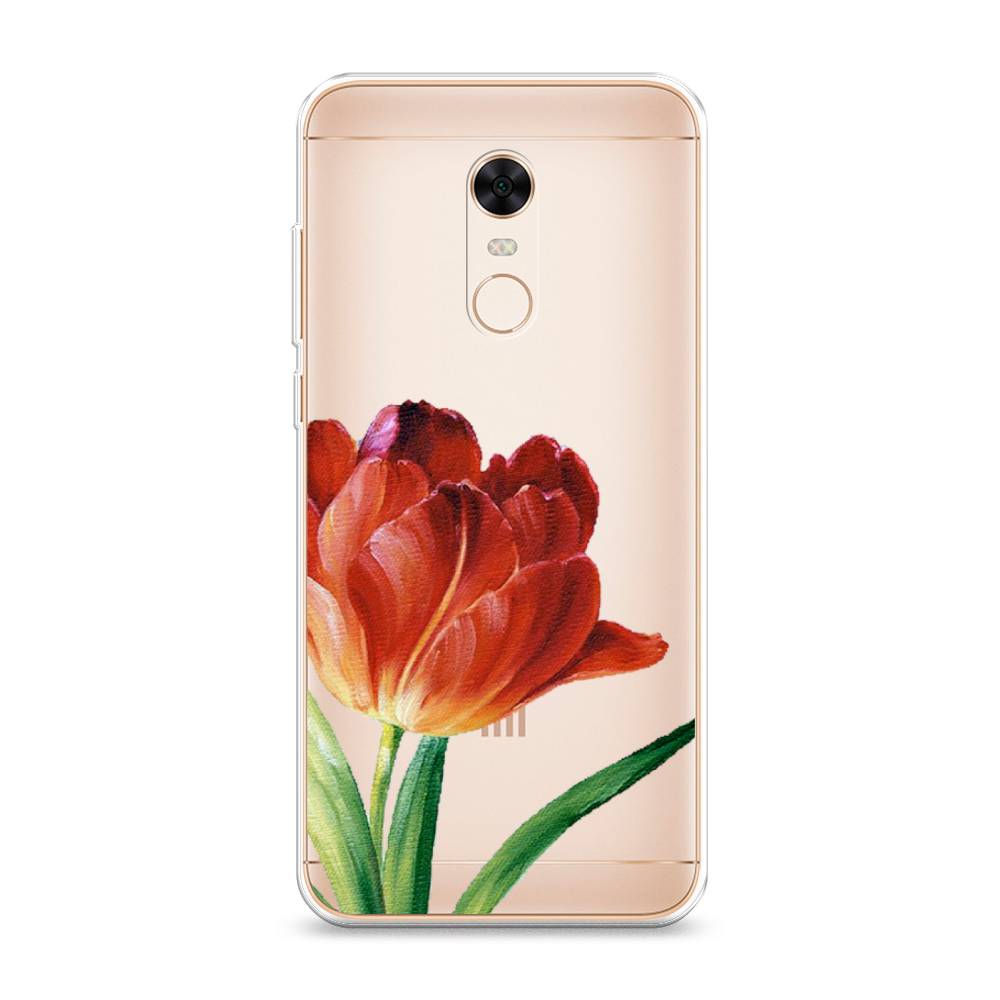 фото Силиконовый чехол "красный тюльпан" на xiaomi redmi 5 plus awog