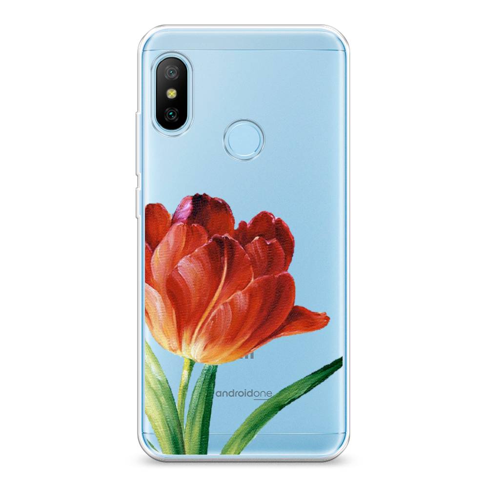 фото Силиконовый чехол "красный тюльпан" на xiaomi redmi 6 pro awog