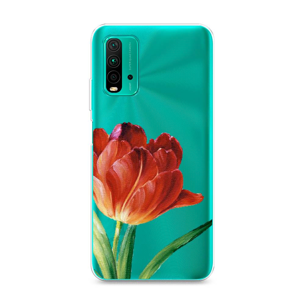 фото Силиконовый чехол "красный тюльпан" на xiaomi redmi 9t awog