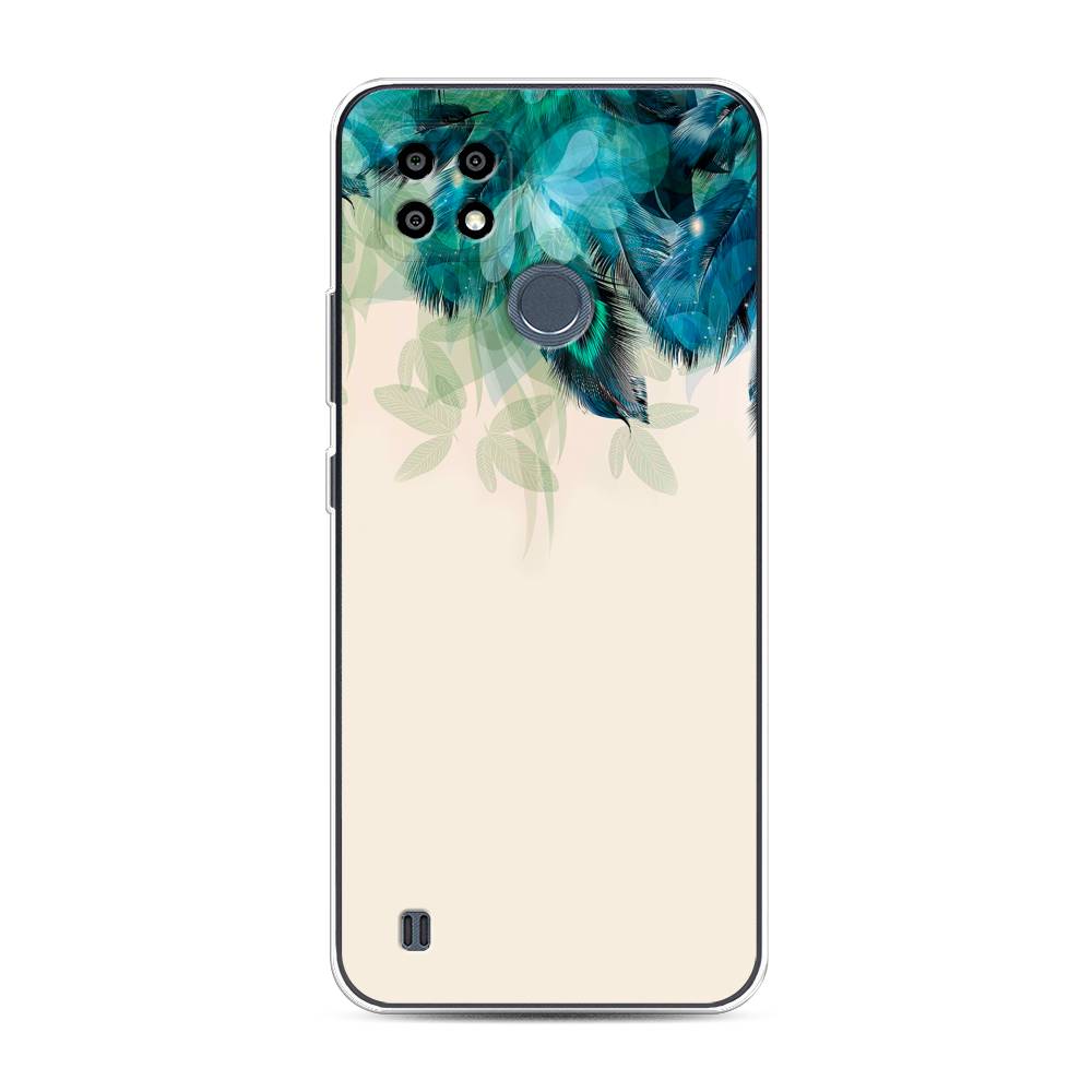 фото Силиконовый чехол "перья голубого цвета" на realme c21y awog
