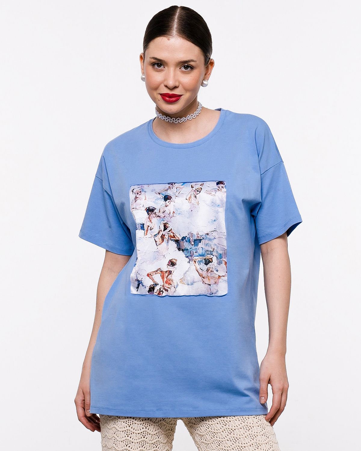 

Футболка женская SAHAR Art lab OFKD голубая 50-54 RU, Голубой, OFKD